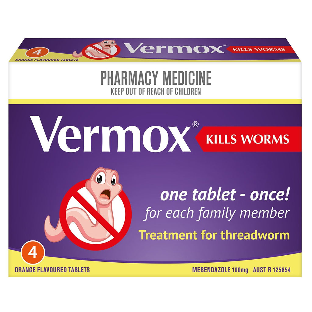 VERMOX Orange Tabs 100mg 4s